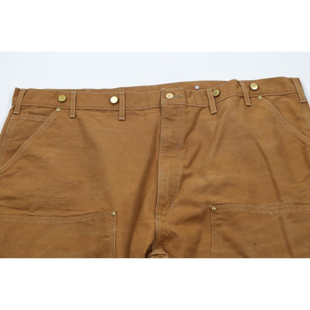 Vintage Y2K Carhartt Mens 50x30 Double Knee Canvas Wide Leg Pants Duck Brown USA - Picture 2 of 16